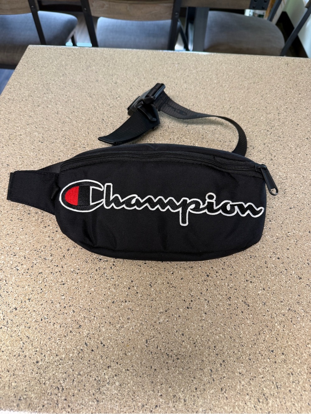 Champion Black Waist Bag with Red Logo Accent